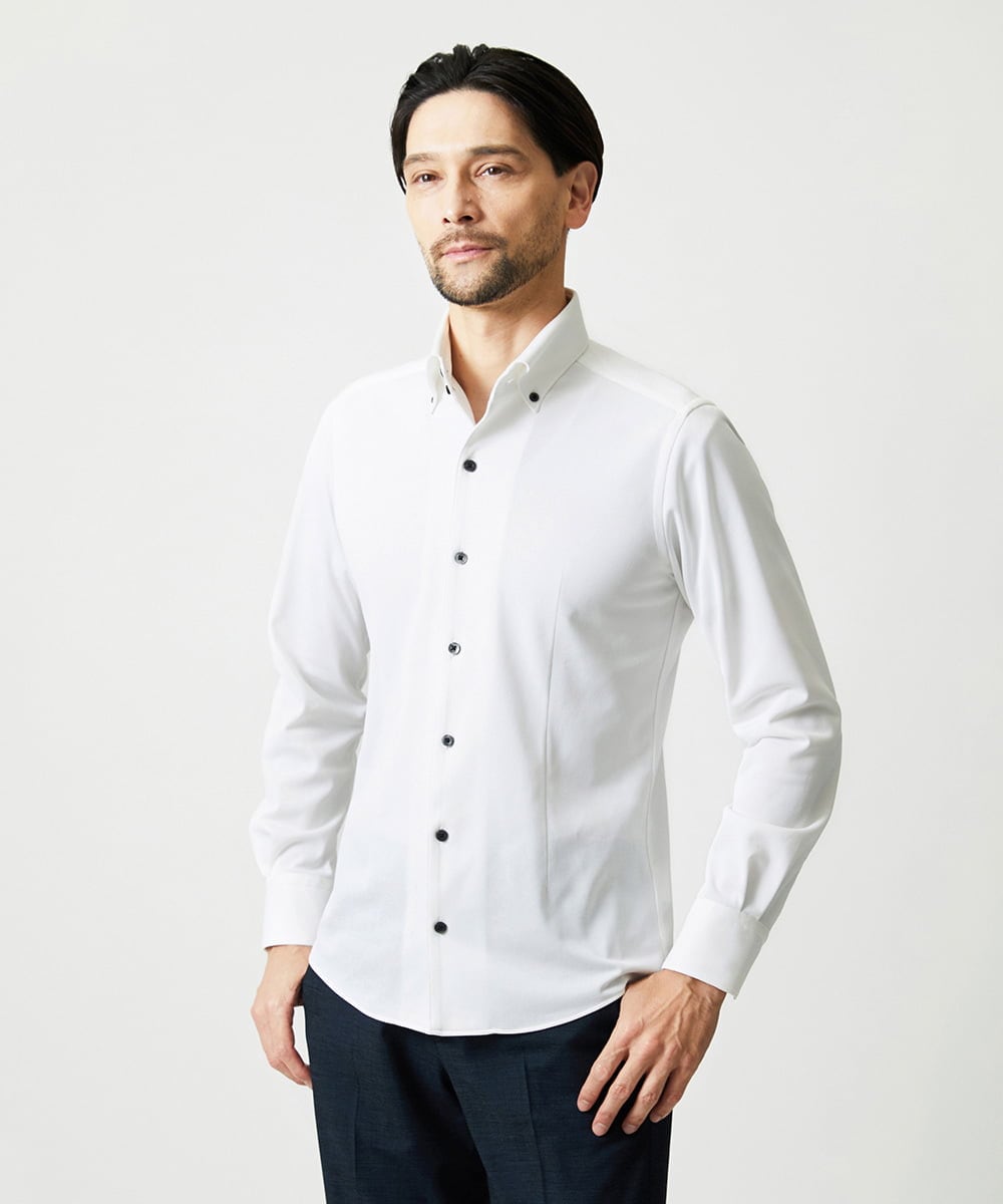 MNBAI03200 MICHEL KLEIN HOMME(ミッシェルクラン オム) 《日本製》ボタンダウン長袖シャツ ホワイト
