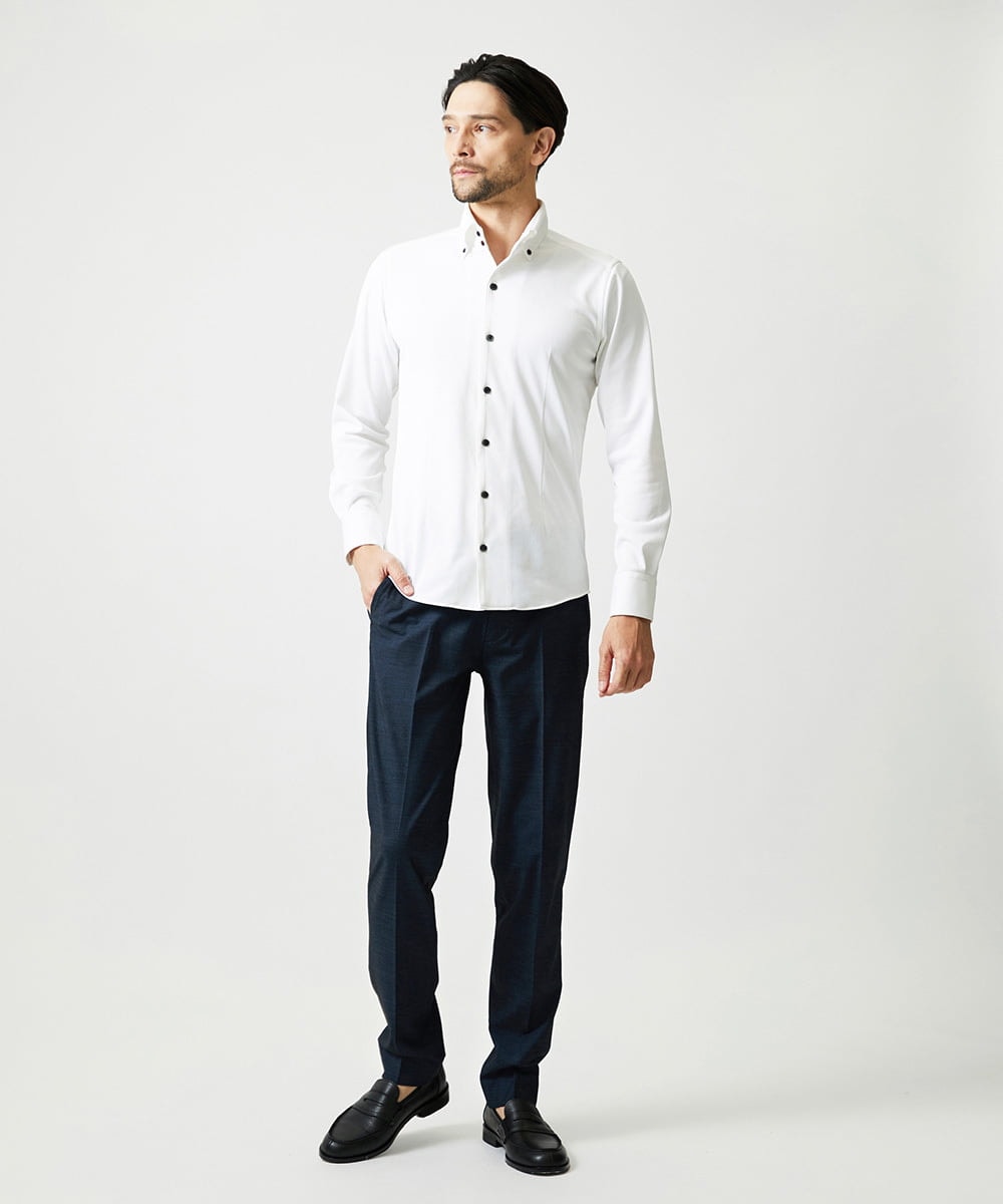MNBAI03200 MICHEL KLEIN HOMME(ミッシェルクラン オム) 《日本製》ボタンダウン長袖シャツ ホワイト