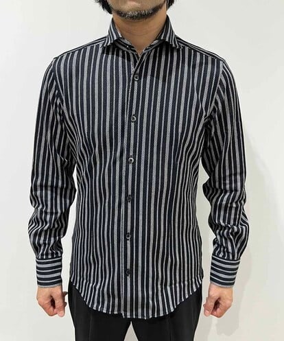 MNBAI04210 MICHEL KLEIN HOMME 《日本製》ストライプ柄長袖シャツ