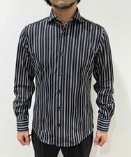 MNBAI04210 MICHEL KLEIN HOMME(ミッシェルクラン オム) 《日本製》ストライプ柄長袖シャツ ブラック