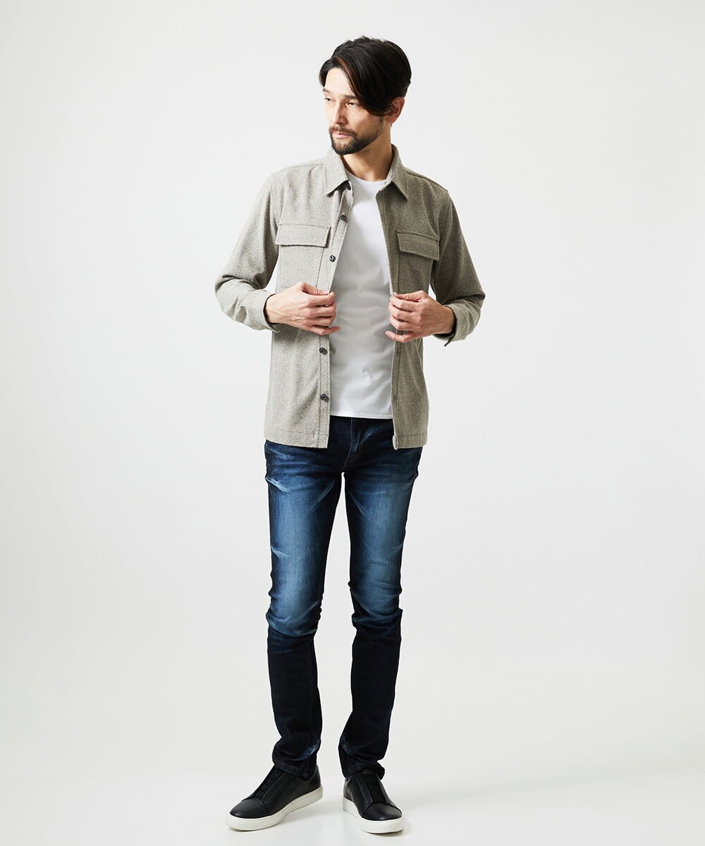 MNBAI55330 MICHEL KLEIN HOMME(ミッシェルクラン オム) ウール調シャツブルゾン ベージュ