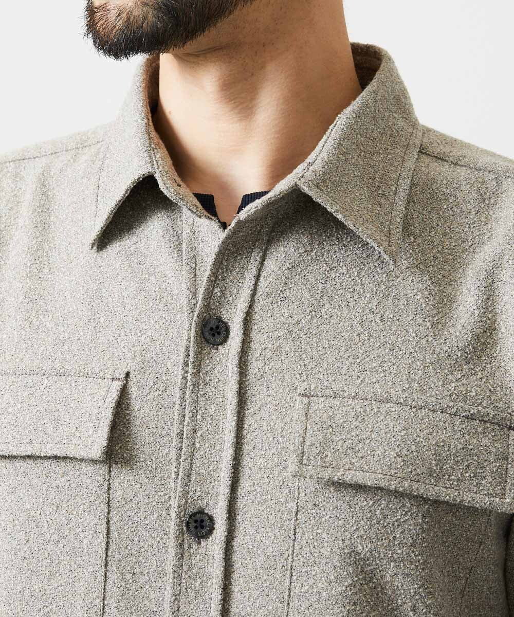 MNBAI55330 MICHEL KLEIN HOMME(ミッシェルクラン オム) ウール調シャツブルゾン ベージュ