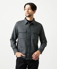 MNBAI55330 MICHEL KLEIN HOMME(ミッシェルクラン オム) ウール調シャツブルゾン ブラック