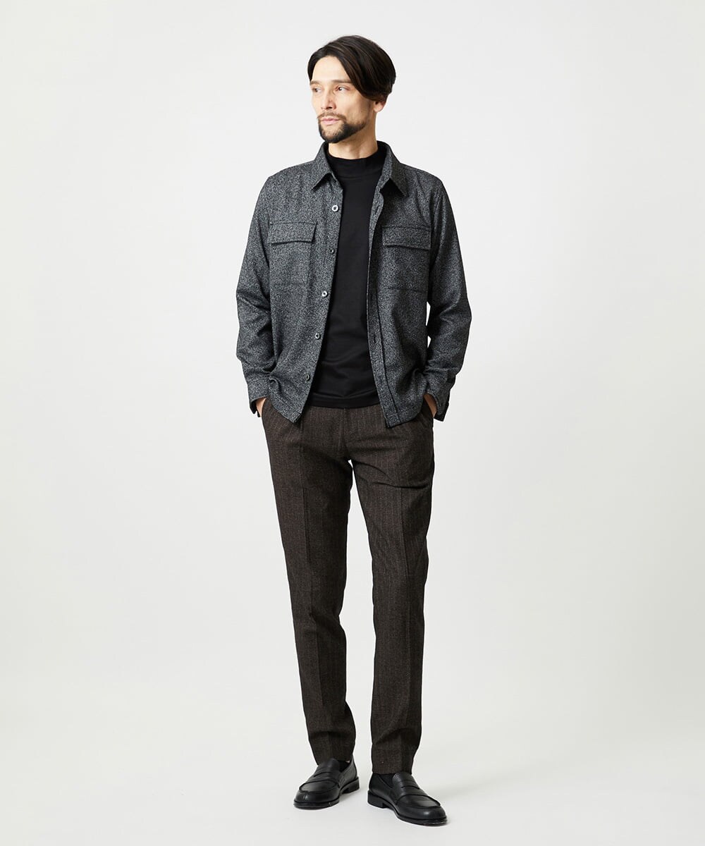 MNBAI55330 MICHEL KLEIN HOMME(ミッシェルクラン オム) ウール調シャツブルゾン ブラック