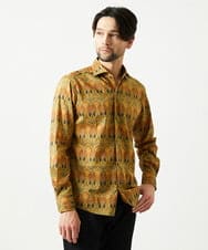 MNBAI60290 MICHEL KLEIN HOMME(ミッシェルクラン オム) 《日本製》総柄長袖シャツ マスタード