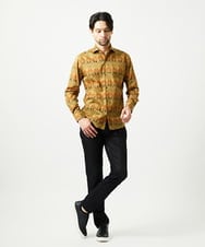 MNBAI60290 MICHEL KLEIN HOMME(ミッシェルクラン オム) 《日本製》総柄長袖シャツ マスタード