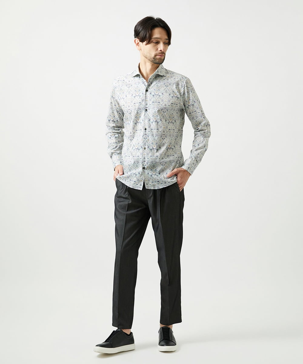 MNBAI60290 MICHEL KLEIN HOMME(ミッシェルクラン オム) 《日本製》総柄長袖シャツ カーキ