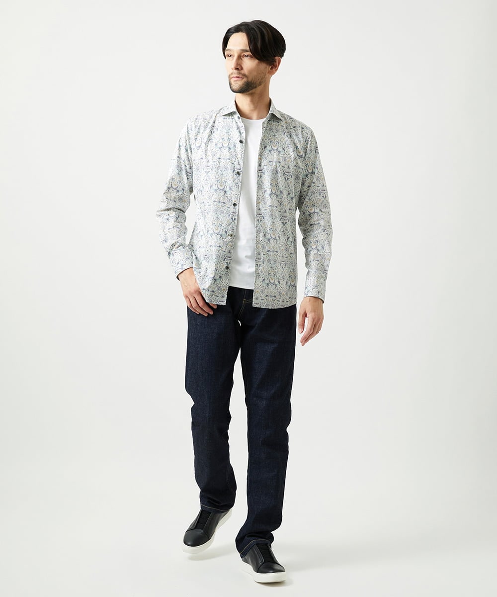 MNBAI60290 MICHEL KLEIN HOMME(ミッシェルクラン オム) 《日本製》総柄長袖シャツ カーキ