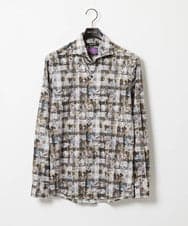 MNBAI60290 MICHEL KLEIN HOMME(ミッシェルクラン オム) 《日本製》総柄長袖シャツ ブラック