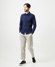 MNBAI63270 MICHEL KLEIN HOMME(ミッシェルクラン オム) 総柄タック入り長袖シャツ ネイビー
