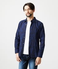 MNBAI63270 MICHEL KLEIN HOMME(ミッシェルクラン オム) 総柄タック入り長袖シャツ ネイビー