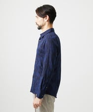 MNBAI63270 MICHEL KLEIN HOMME(ミッシェルクラン オム) 総柄タック入り長袖シャツ ネイビー
