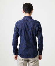 MNBAI63270 MICHEL KLEIN HOMME(ミッシェルクラン オム) 総柄タック入り長袖シャツ ネイビー