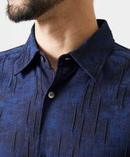MNBAI63270 MICHEL KLEIN HOMME(ミッシェルクラン オム) 総柄タック入り長袖シャツ ネイビー