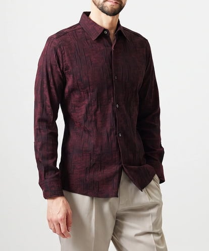 MNBAI63270 MICHEL KLEIN HOMME 総柄タック入り長袖シャツ