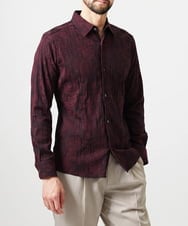 MNBAI63270 MICHEL KLEIN HOMME(ミッシェルクラン オム) 総柄タック入り長袖シャツ パープル