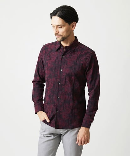 MNBAI63270 MICHEL KLEIN HOMME 総柄タック入り長袖シャツ