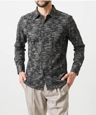 MNBAI63270 MICHEL KLEIN HOMME(ミッシェルクラン オム) 総柄タック入り長袖シャツ グレー