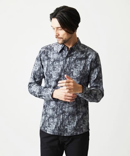 MNBAI63270 MICHEL KLEIN HOMME 総柄タック入り長袖シャツ