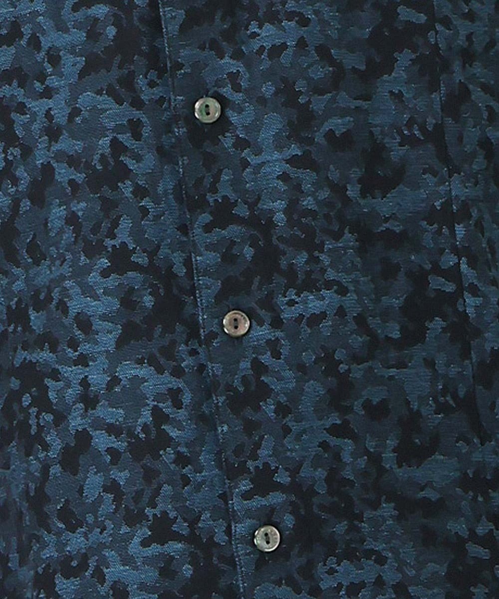 MNBAS38200 MICHEL KLEIN HOMME(ミッシェルクラン オム) 迷彩柄ジャガードシャツ ネイビー(57)