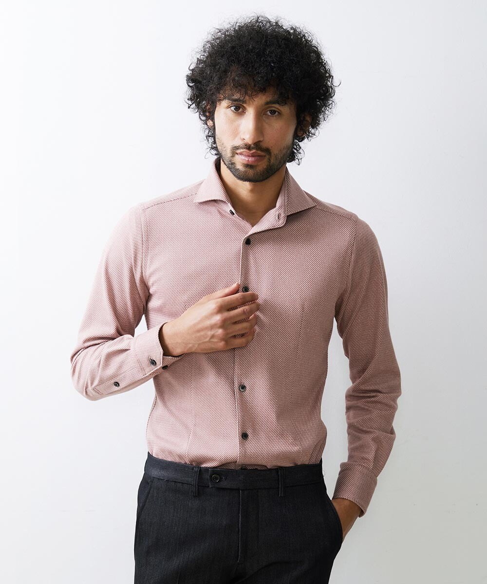 MNBAV10190 MICHEL KLEIN HOMME(ミッシェルクラン オム) 【2023年秋モデル】《日本製》ストレッチラッセルシャツ オレンジ(17)