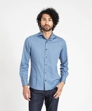 MNBAV10190 MICHEL KLEIN HOMME(ミッシェルクラン オム) 【2023年秋モデル】《日本製》ストレッチラッセルシャツ ライトブルー(53)