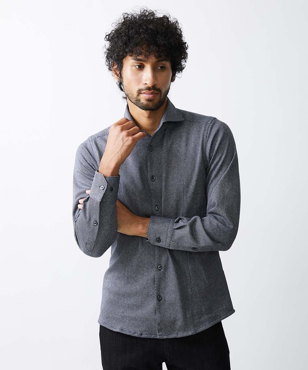 MNBAV10190 MICHEL KLEIN HOMME(ミッシェルクラン オム) 【2023年秋モデル】《日本製》ストレッチラッセルシャツ ネイビー(57)