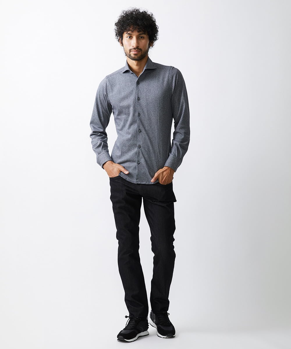 MNBAV10190 MICHEL KLEIN HOMME(ミッシェルクラン オム) 【2023年秋モデル】《日本製》ストレッチラッセルシャツ ネイビー(57)
