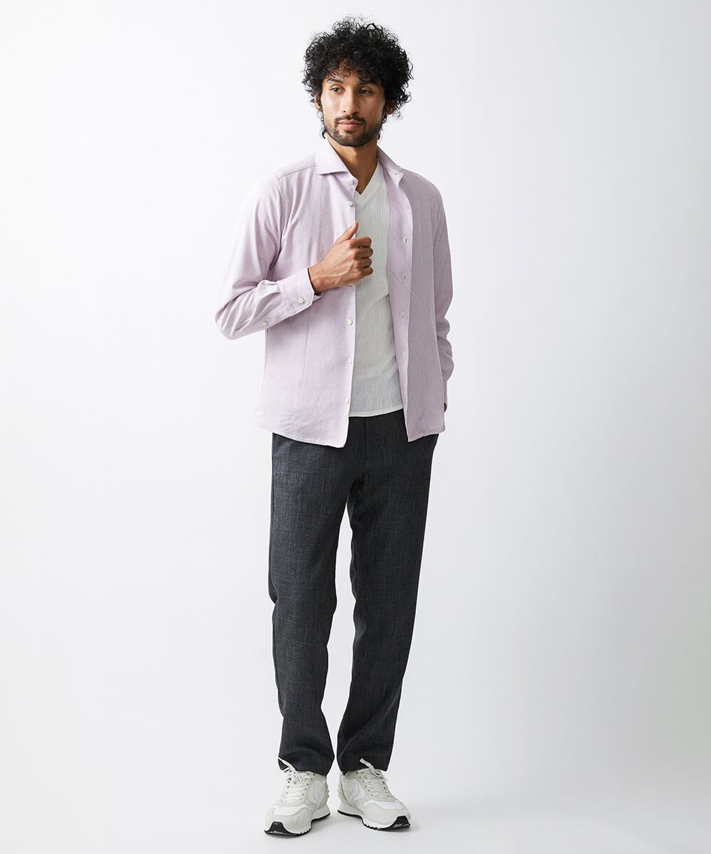 MNBAV10190 MICHEL KLEIN HOMME(ミッシェルクラン オム) 【2023年秋モデル】《日本製》ストレッチラッセルシャツ ラベンダー(60)