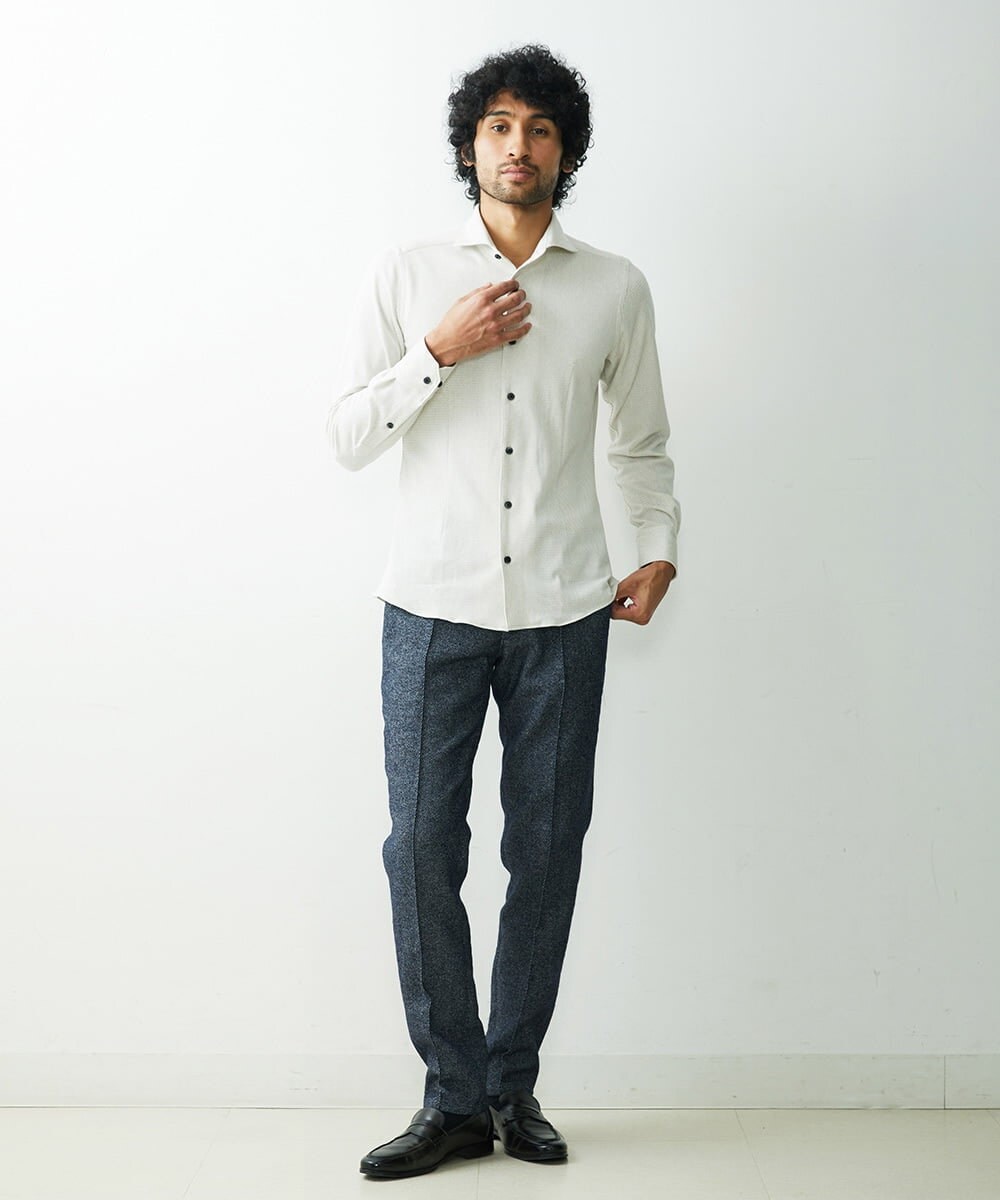 MNBAV10190 MICHEL KLEIN HOMME(ミッシェルクラン オム) 【2023年秋モデル】《日本製》ストレッチラッセルシャツ ベージュ(82)