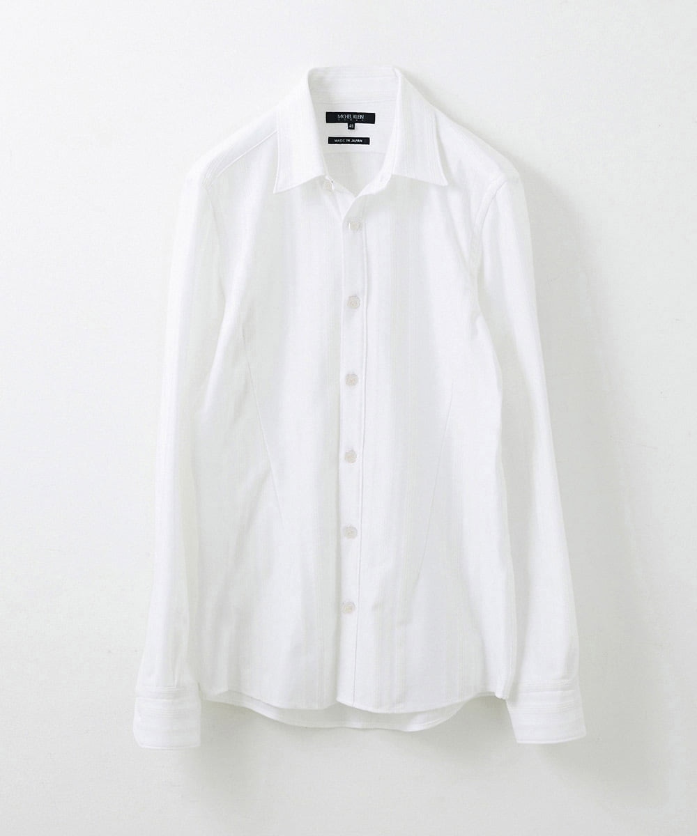 MNBAV11190 MICHEL KLEIN HOMME(ミッシェルクラン オム) 《日本製》シャドーストライプシャツ ホワイト(90)