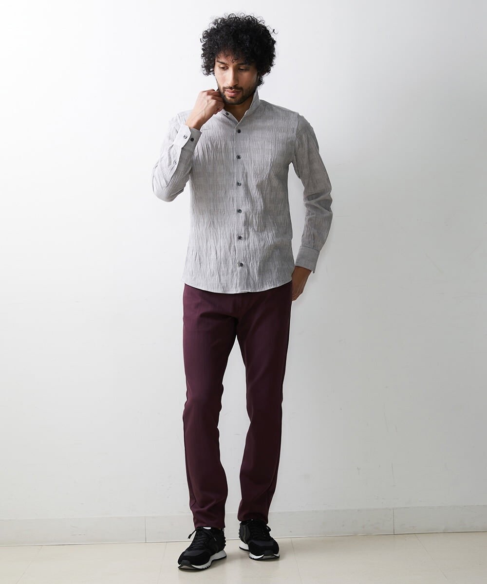 MNBAV26250 MICHEL KLEIN HOMME(ミッシェルクラン オム) イタリアンカラーチェックシャツ ライトグレー(91)