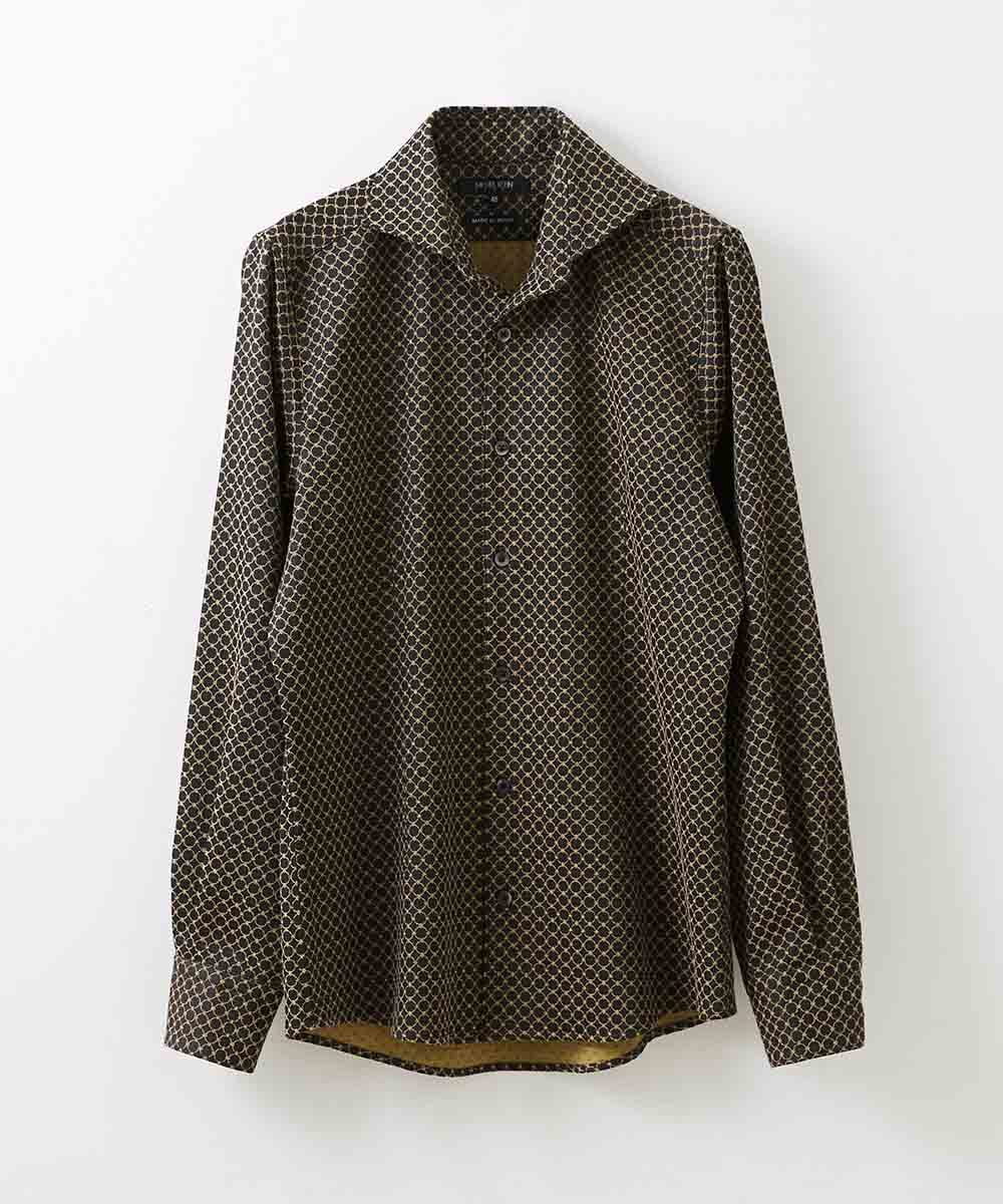 MNBAV27270 MICHEL KLEIN HOMME(ミッシェルクラン オム) サークル柄ジャカードシャツ ブラック(94)