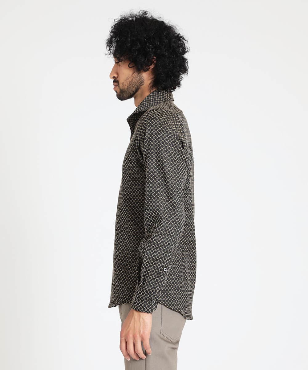 MNBAV27270 MICHEL KLEIN HOMME(ミッシェルクラン オム) サークル柄ジャカードシャツ ブラック(94)