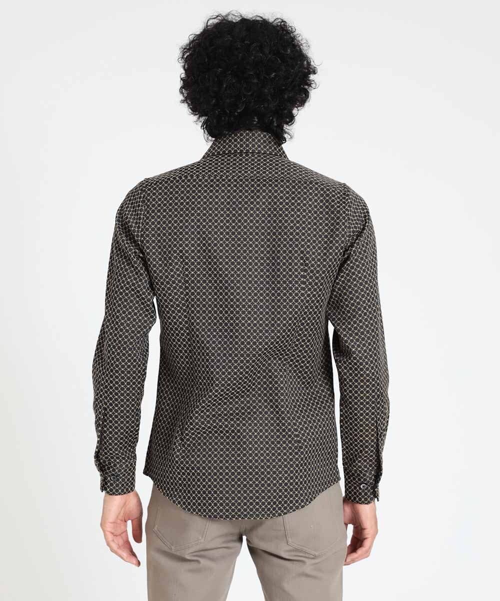 MNBAV27270 MICHEL KLEIN HOMME(ミッシェルクラン オム) サークル柄ジャカードシャツ ブラック(94)