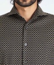 MNBAV27270 MICHEL KLEIN HOMME(ミッシェルクラン オム) サークル柄ジャカードシャツ ブラック(94)