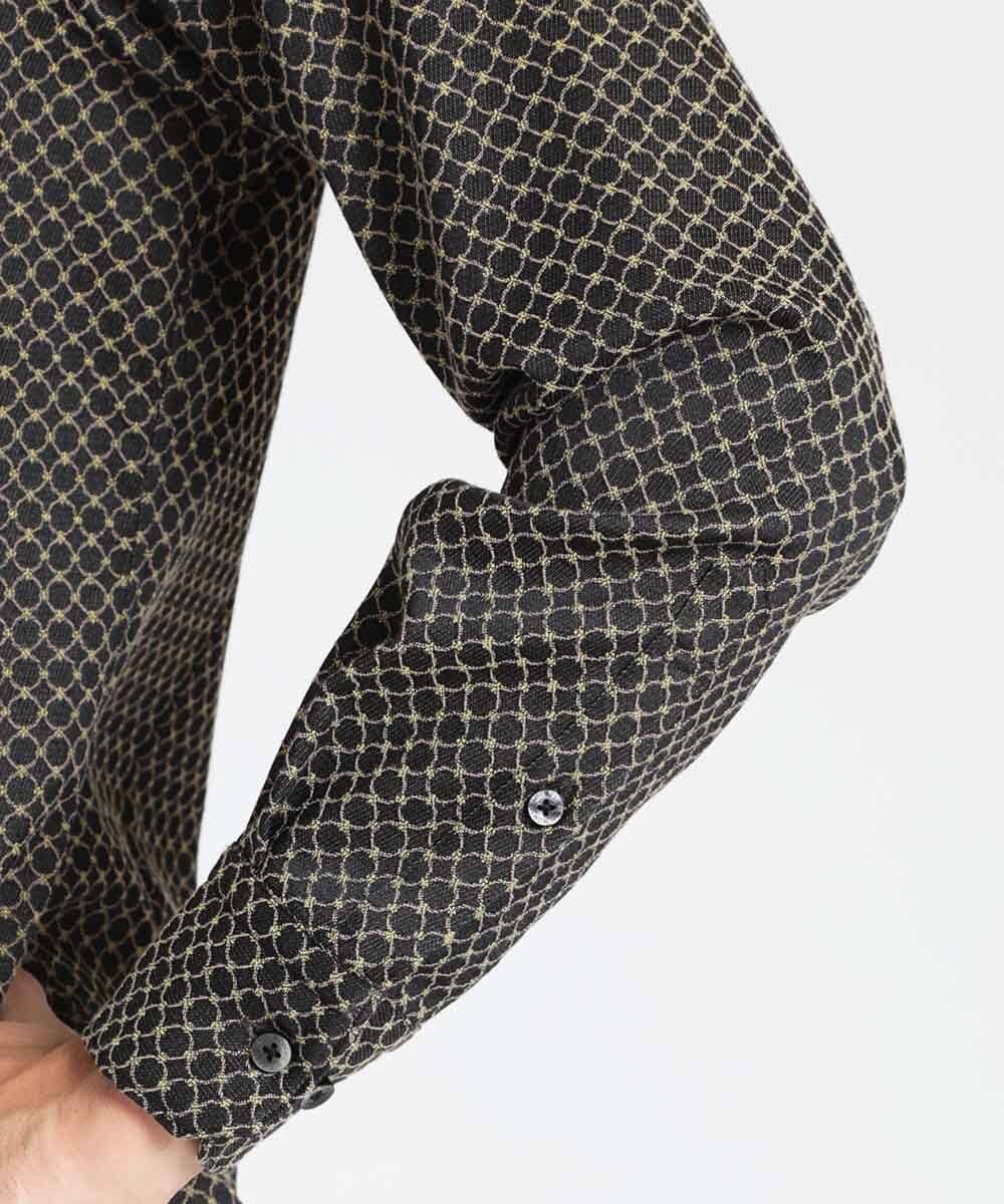 MNBAV27270 MICHEL KLEIN HOMME(ミッシェルクラン オム) サークル柄ジャカードシャツ ブラック(94)
