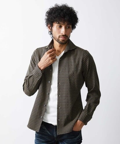 MNBAV27270 MICHEL KLEIN HOMME サークル柄ジャカードシャツ