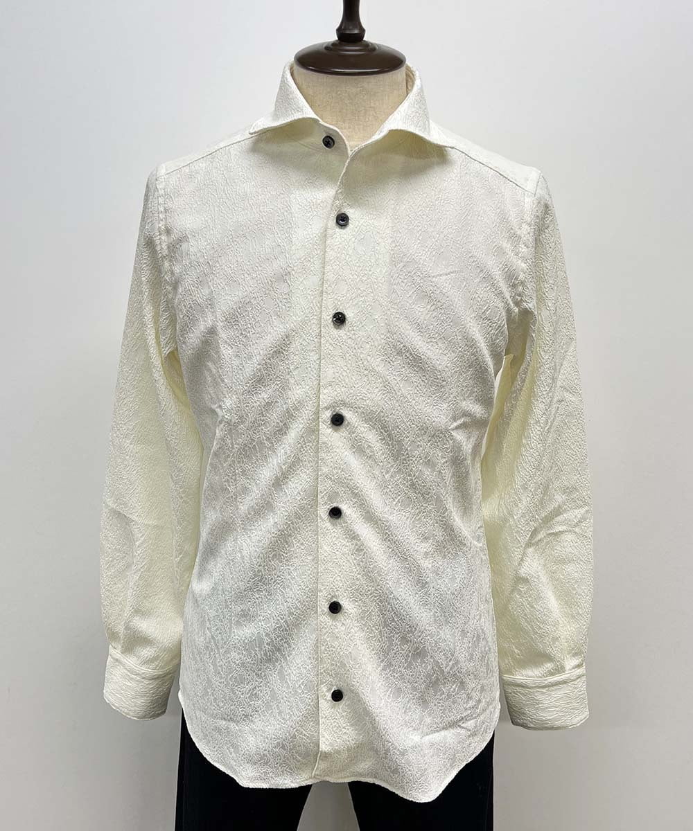 MNBAV28270 MICHEL KLEIN HOMME(ミッシェルクラン オム) 《日本製》加賀ジャガードシャツ ホワイト(90)