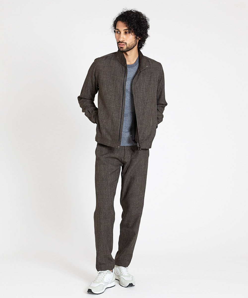 MNBAV37270 MICHEL KLEIN HOMME(ミッシェルクラン オム) ツイードシャツブルゾン ブラウン(87)