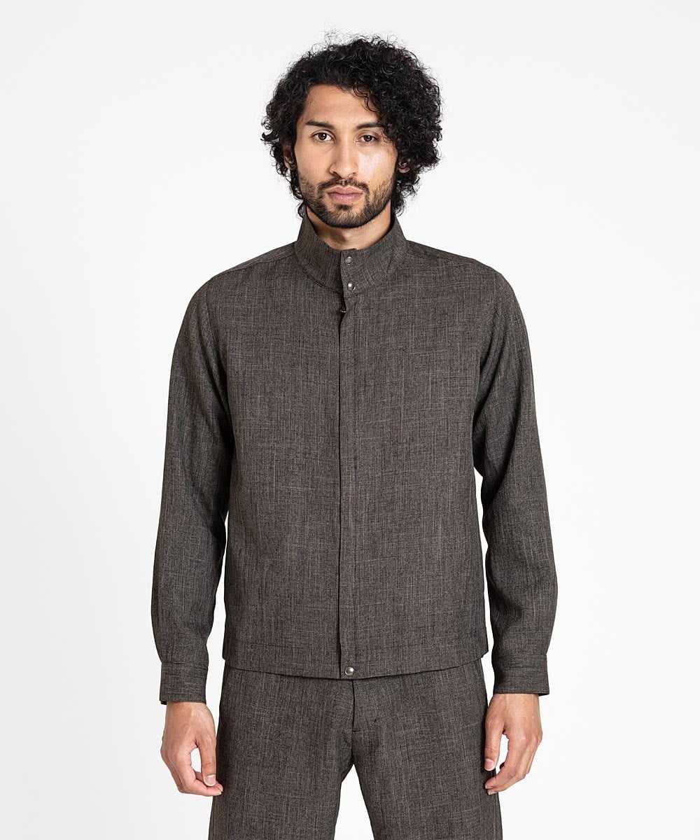 MNBAV37270 MICHEL KLEIN HOMME(ミッシェルクラン オム) ツイードシャツブルゾン ブラウン(87)