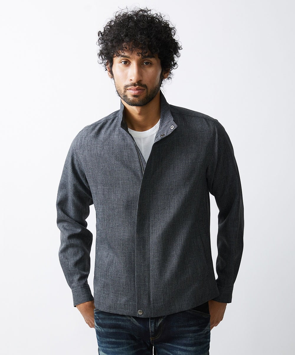 MNBAV37270 MICHEL KLEIN HOMME(ミッシェルクラン オム) ツイードシャツブルゾン ダークグレー(93)