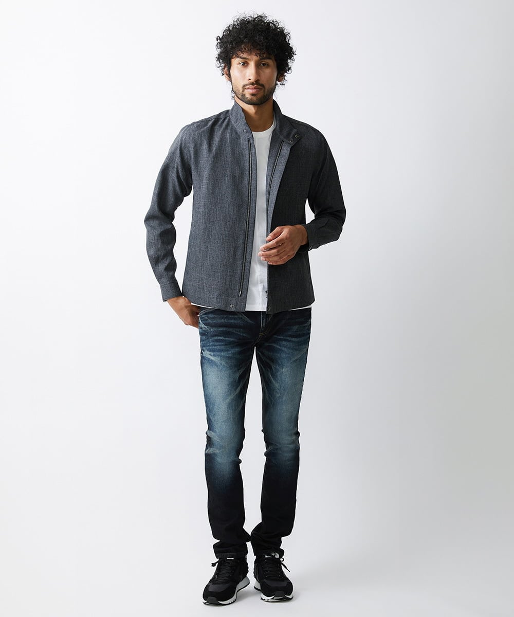 MNBAV37270 MICHEL KLEIN HOMME(ミッシェルクラン オム) ツイードシャツブルゾン ダークグレー(93)