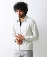 MNBAV38290 MICHEL KLEIN HOMME(ミッシェルクラン オム) フェイクレザーシャツジャケット ライトグレー(91)