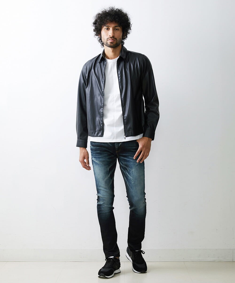 MNBAV38290 MICHEL KLEIN HOMME(ミッシェルクラン オム) フェイクレザーシャツジャケット ブラック(94)