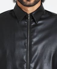MNBAV38290 MICHEL KLEIN HOMME(ミッシェルクラン オム) フェイクレザーシャツジャケット ブラック(94)