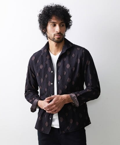 MNBAV80290 MICHEL KLEIN HOMME 《日本製》ドット柄ジャガードシャツ
