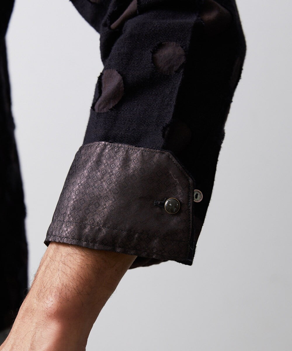 MNBAV80290 MICHEL KLEIN HOMME(ミッシェルクラン オム) 《日本製》ドット柄ジャガードシャツ ブラウン(87)