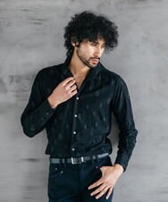MNBAV80290 MICHEL KLEIN HOMME(ミッシェルクラン オム) 《日本製》ドット柄ジャガードシャツ ブラック(94)