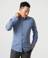 MNBCI04210 MICHEL KLEIN HOMME(ミッシェルクラン オム) 《日本製》ストライプ柄長袖シャツ ブルー